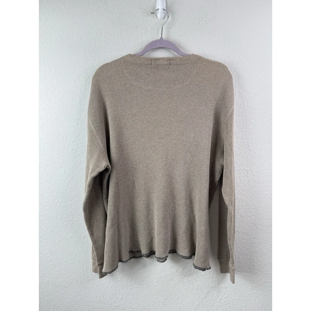 Polo Ralph Lauren Long Sleeve Thermal Shirt Men's L Beige Waffle Knit Baselayer